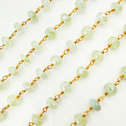 Coated Prehnite Gold Plated Wire Chain.